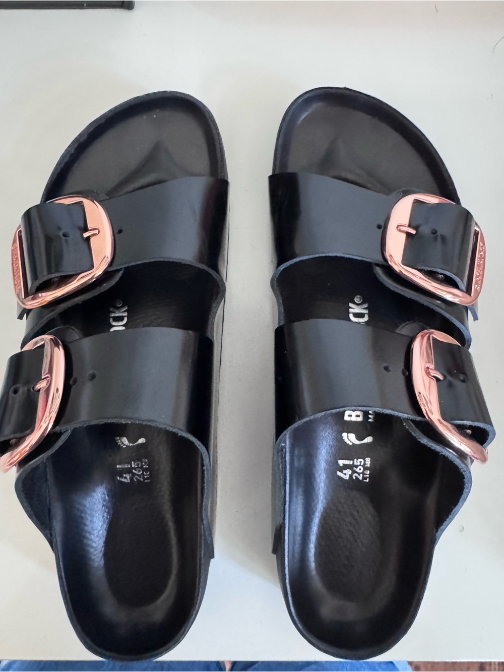 Birkenstock Black and gold big buckle Leather Sandals brand new, never worn - Picture 2 of 5